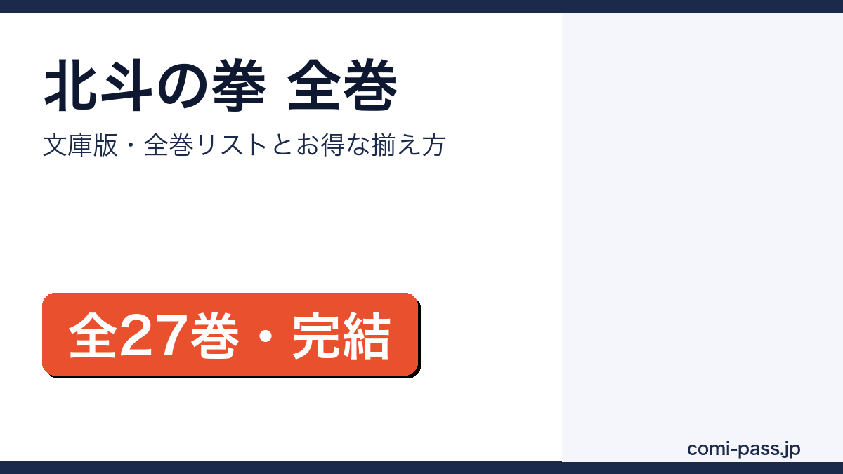 北斗の拳 全巻リストとお得な揃え方【2026年最新】