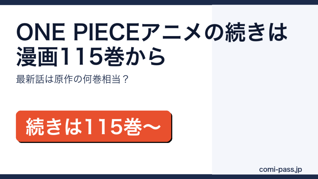 ONE PIECEアニメの続きは漫画115巻から｜最新話の原作対応を解説するアイキャッチ画像