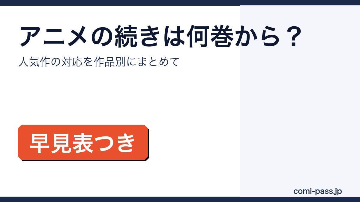 アニメの続きは漫画何巻から読めるかをまとめたアイキャッチ画像