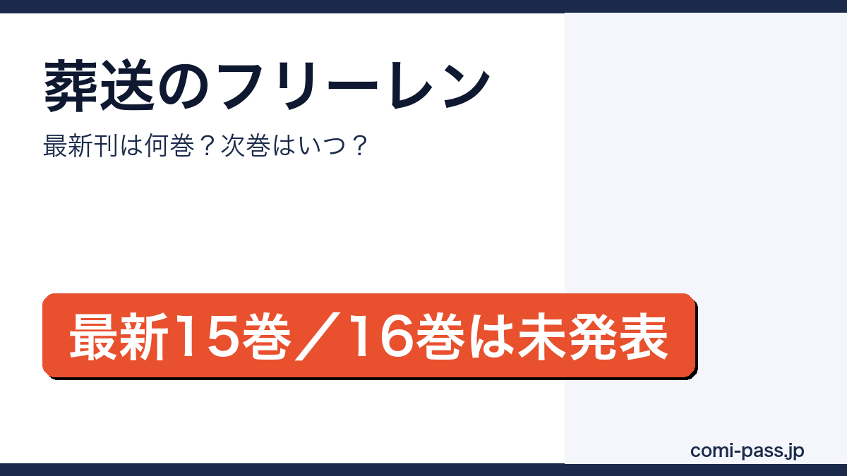 葬送のフリーレンの最新刊は15巻（2025年12月18日発売）、次巻16巻は未発表であることを伝えるアイキャッチ画像