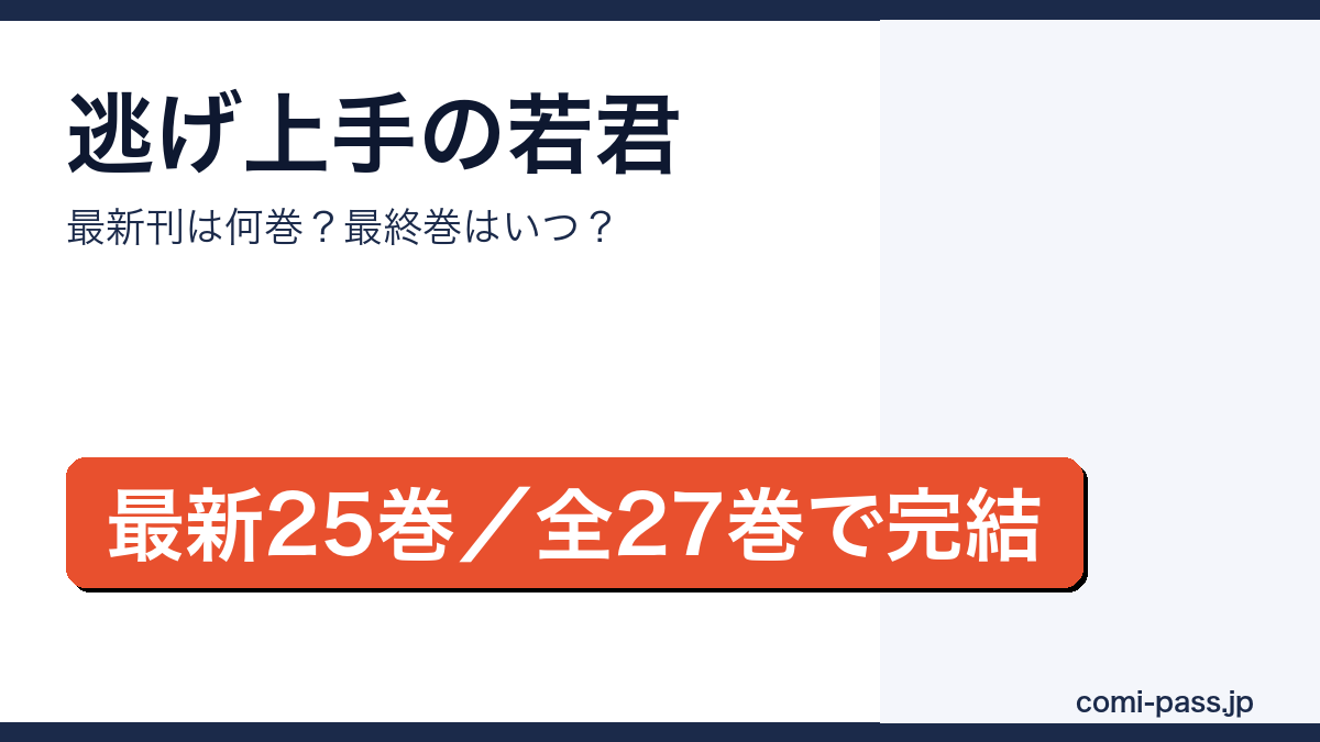 逃げ上手の若君の最新刊は25巻、26巻が2026年8月4日、最終27巻が10月2日発売予定であることを伝えるアイキャッチ画像