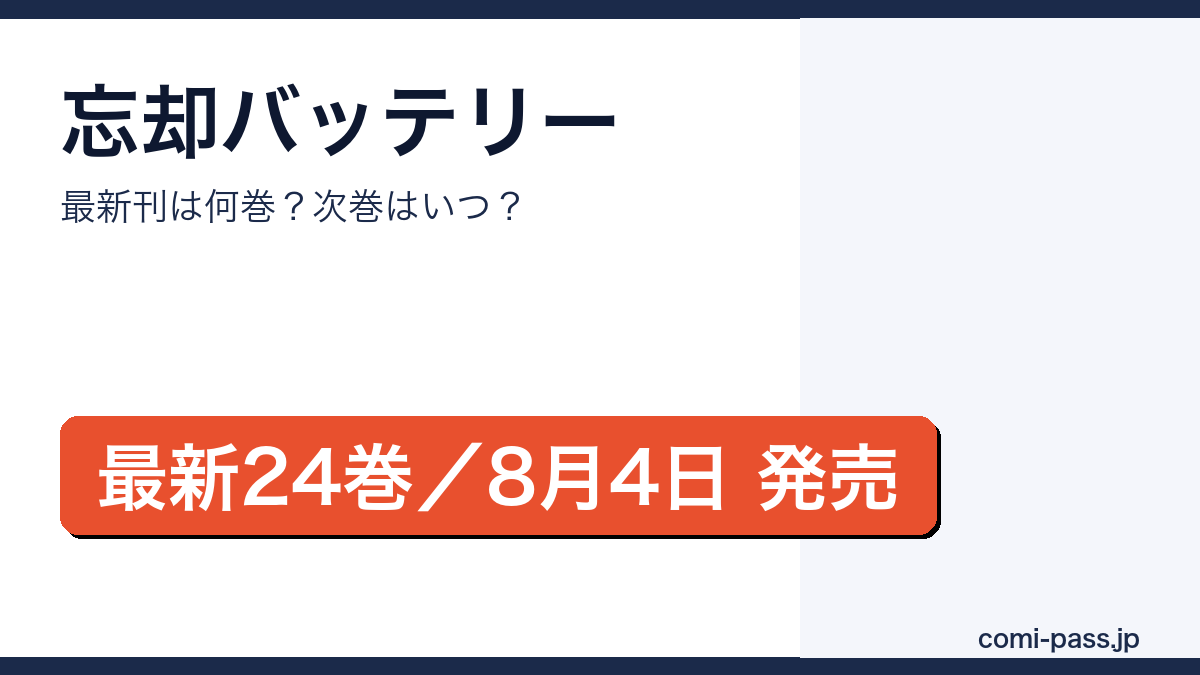 忘却バッテリーの最新刊は24巻(2026年8月4日発売)であることを伝えるアイキャッチ画像