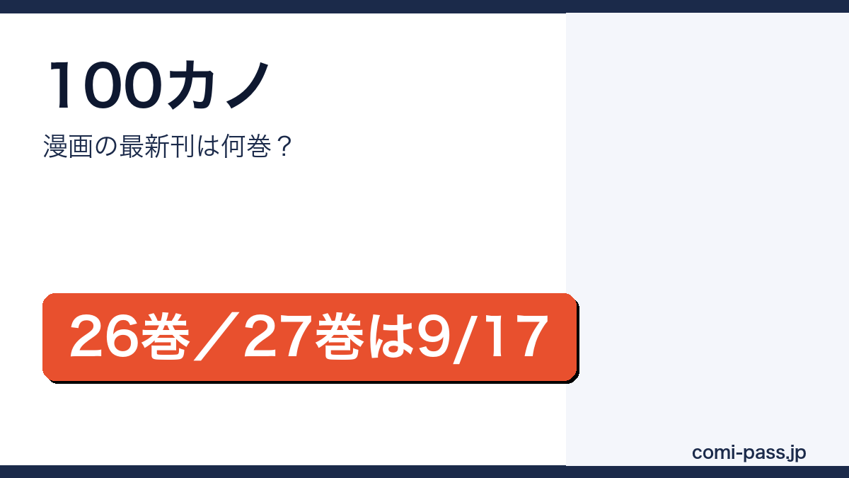 100カノ（君のことが大大大大大好きな100人の彼女）のコミックス最新刊は26巻、27巻が2026年9月17日発売予定であることを伝えるアイキャッチ画像