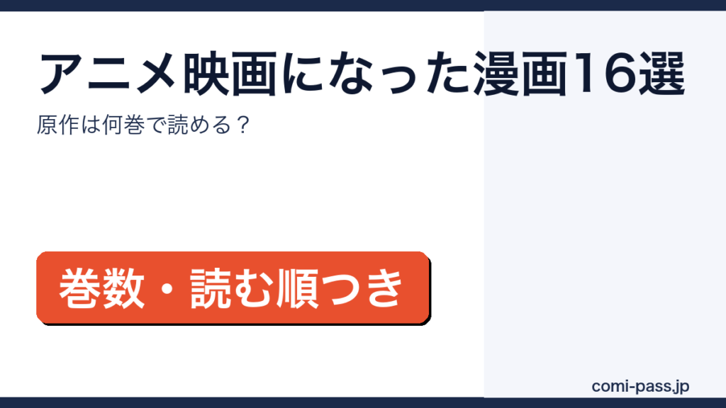 劇場版アニメになった漫画16作品と原作の巻数を紹介するアイキャッチ画像