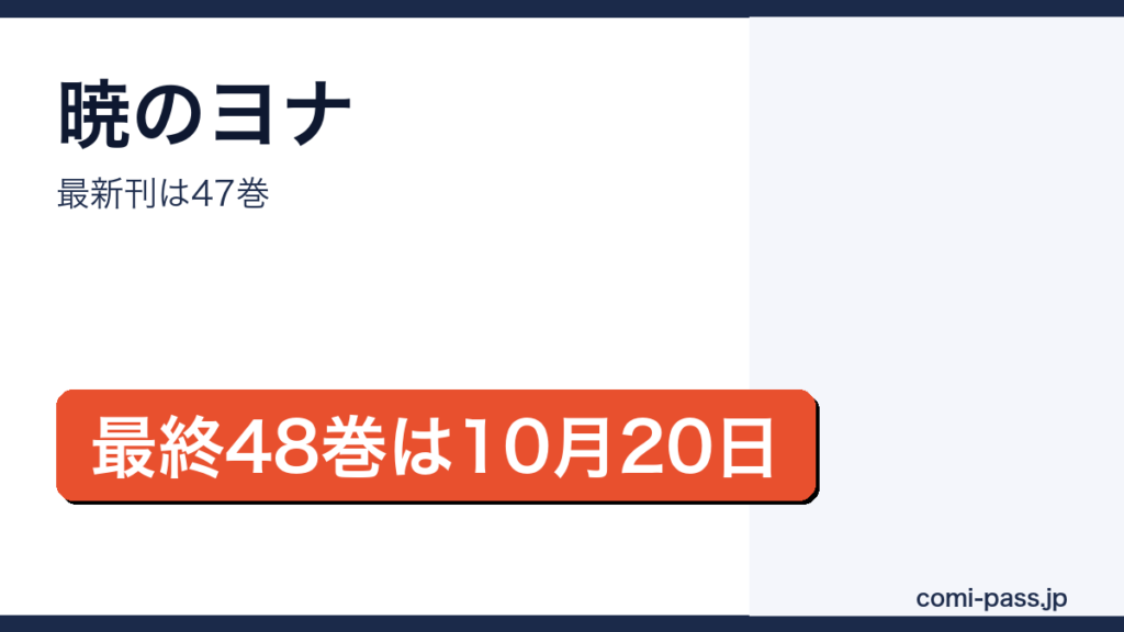 暁のヨナの最新刊が47巻で最終48巻が2026年10月20日発売予定であることを伝えるアイキャッチ画像