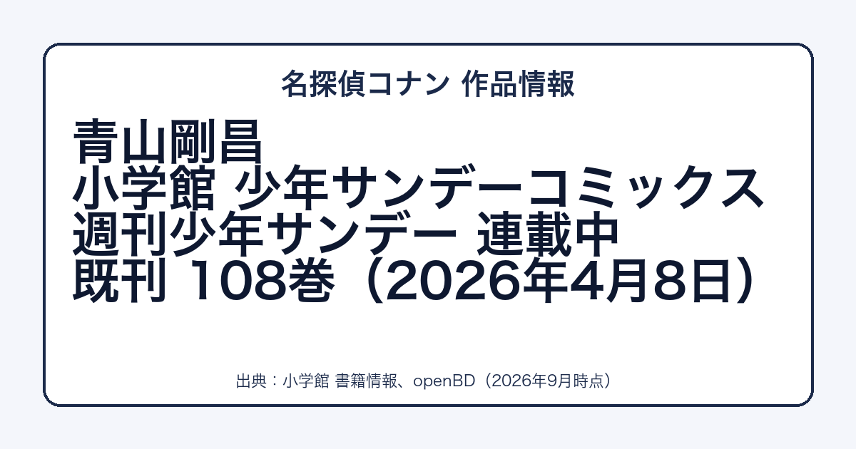 名探偵コナンの作者・出版社・既刊をまとめた図