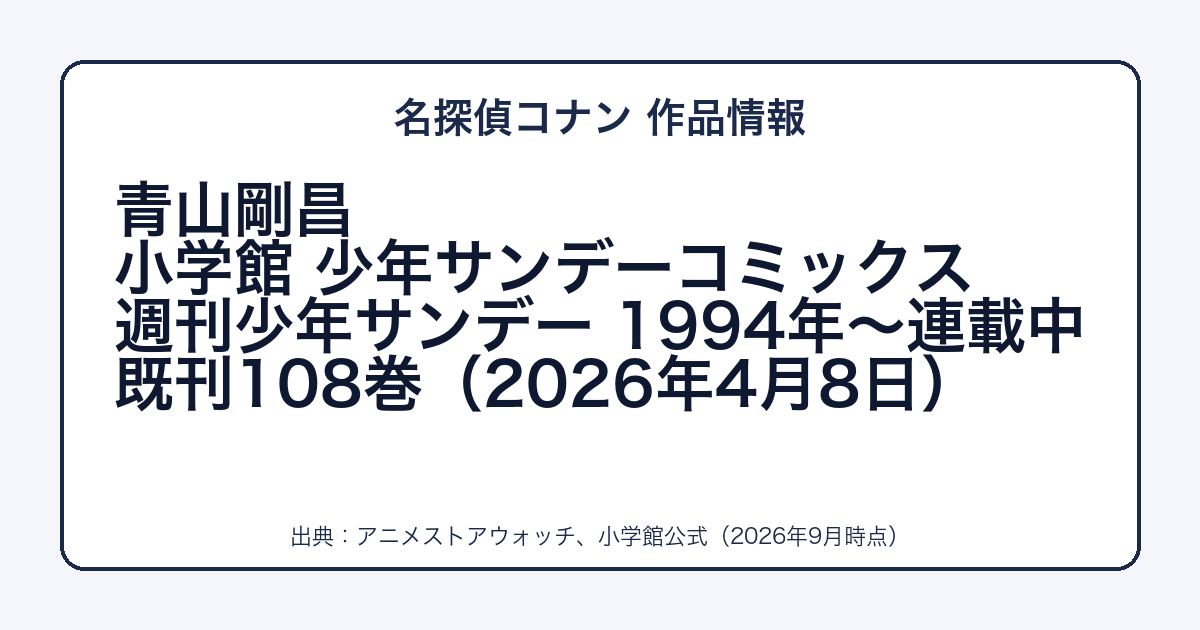 名探偵コナンの作者・出版社・巻数をまとめた図