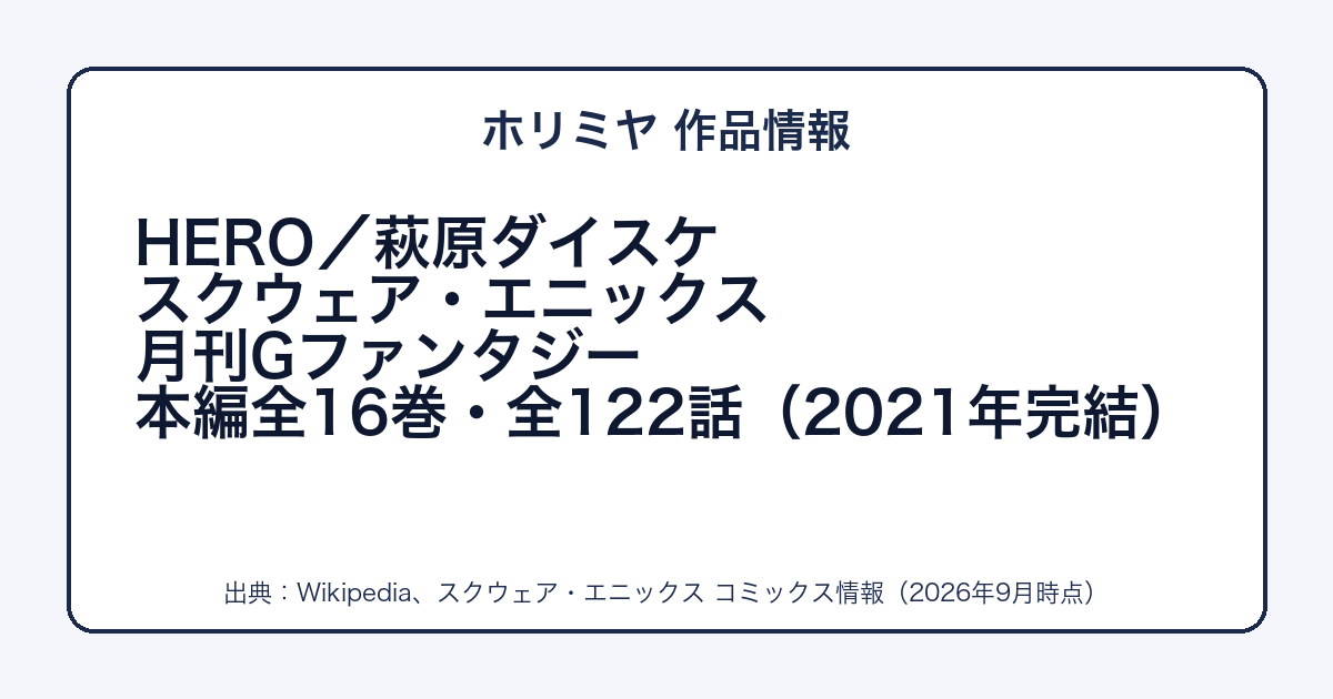 ホリミヤの作者・出版社・巻数をまとめた図